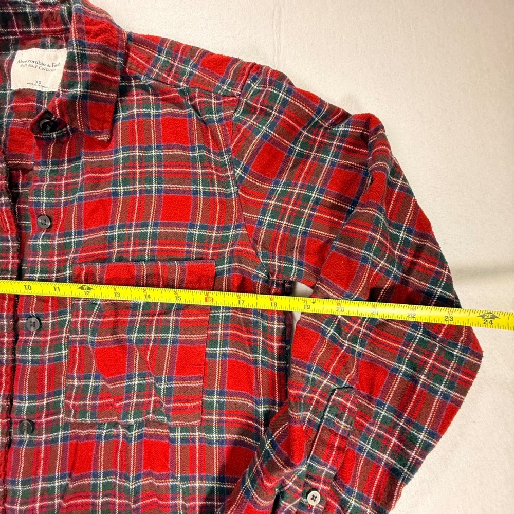 Abercrombie & Fitch Soft Collection Red Plaid Flannel Shirt Women XS Long Sleeve - Picture 5 of 16